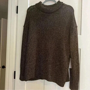 Chelsea28 Black & Copper Metallic Turtleneck Nordstrom Sweater Women Size xl